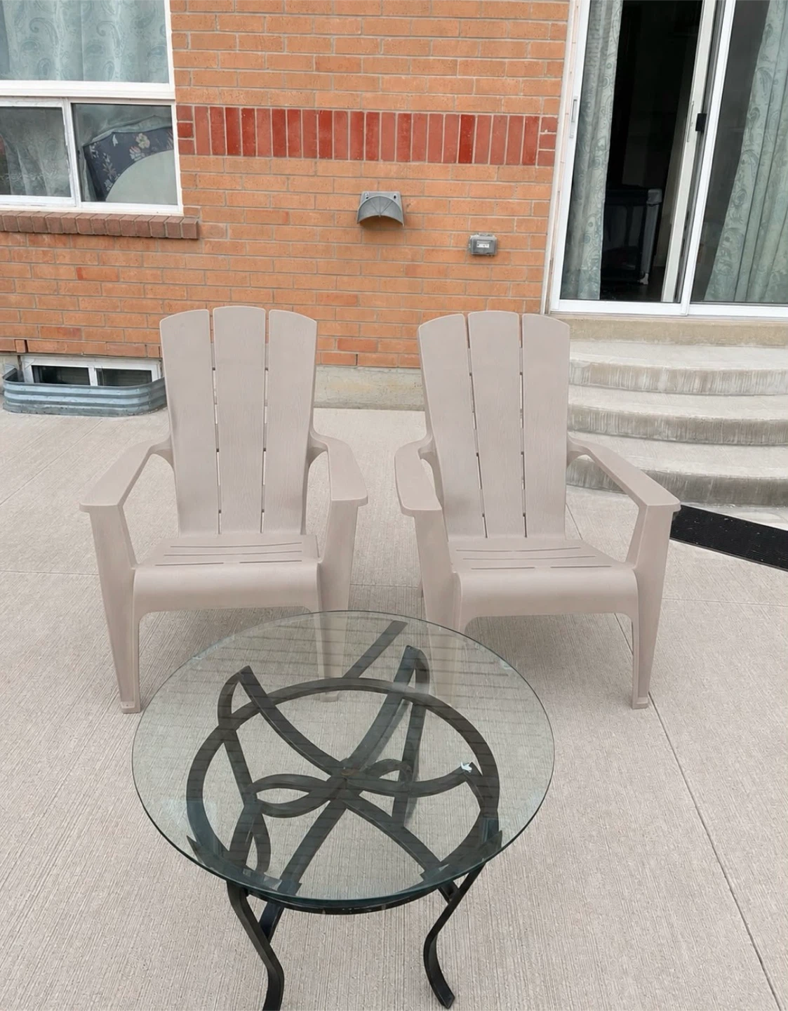 Set of 2 Chairs and Glass Top Coffee Table
