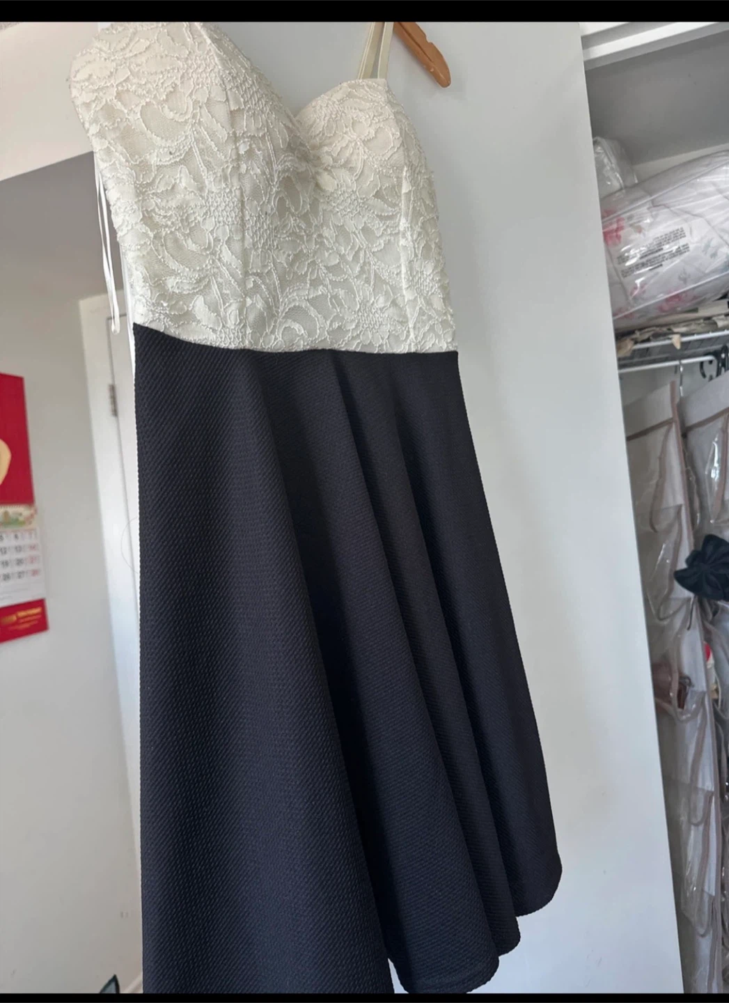 Women's Black and White Lace Dress - photo 2