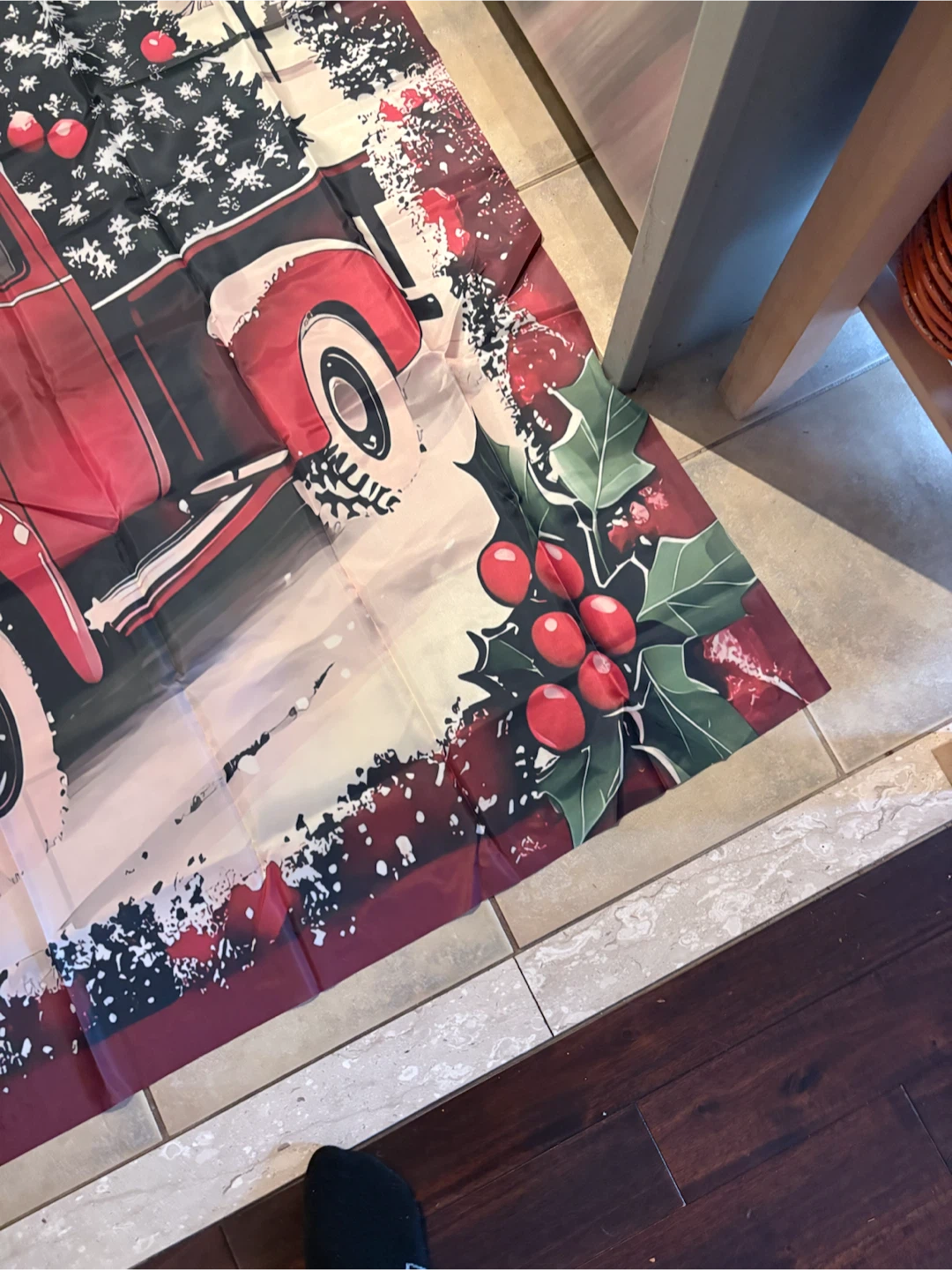 Merry Christmas Shower Curtain with Red Truck and Barn - photo 2