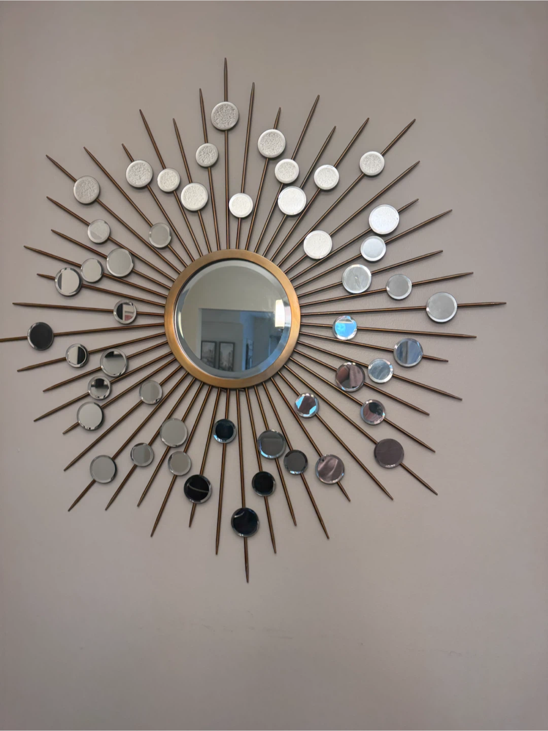 Sunburst Wall Mirror with Mixed Accents