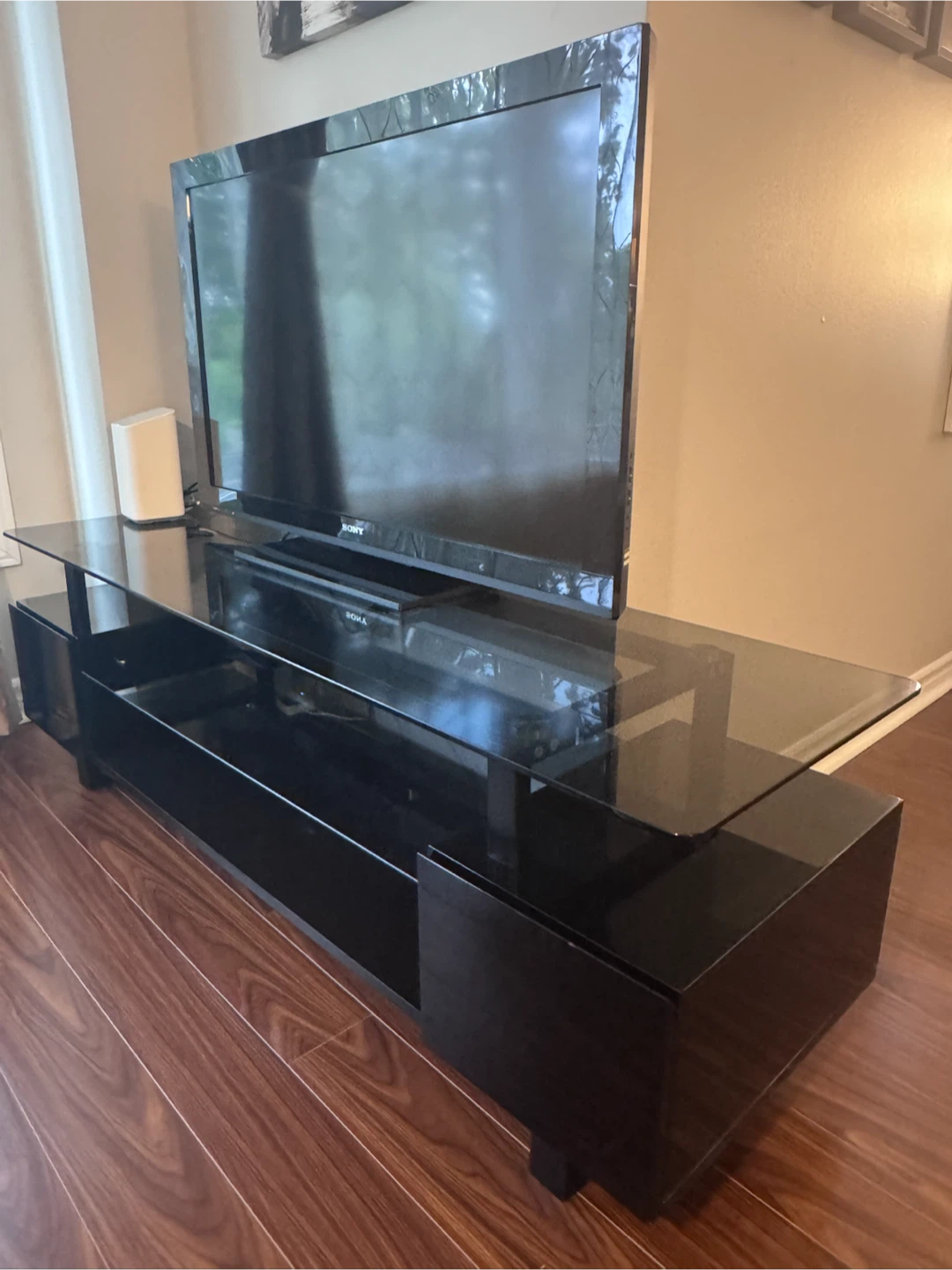 Black Glass TV Stand