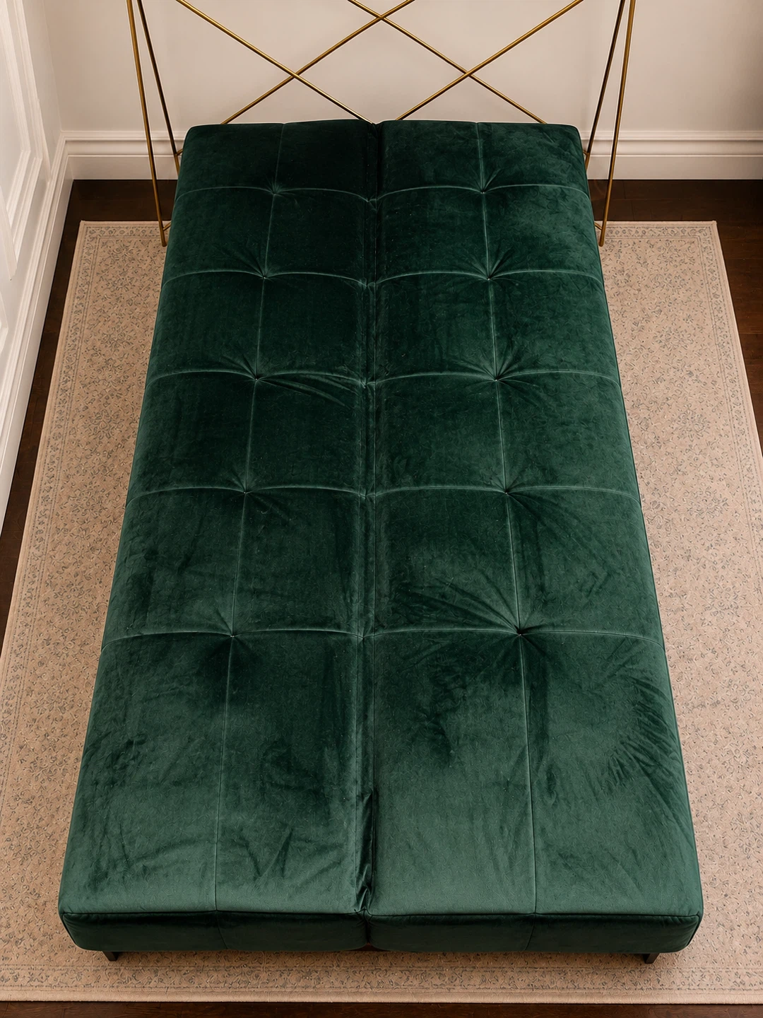 Green Velvet Tufted Futon Sofa Bed - photo 3