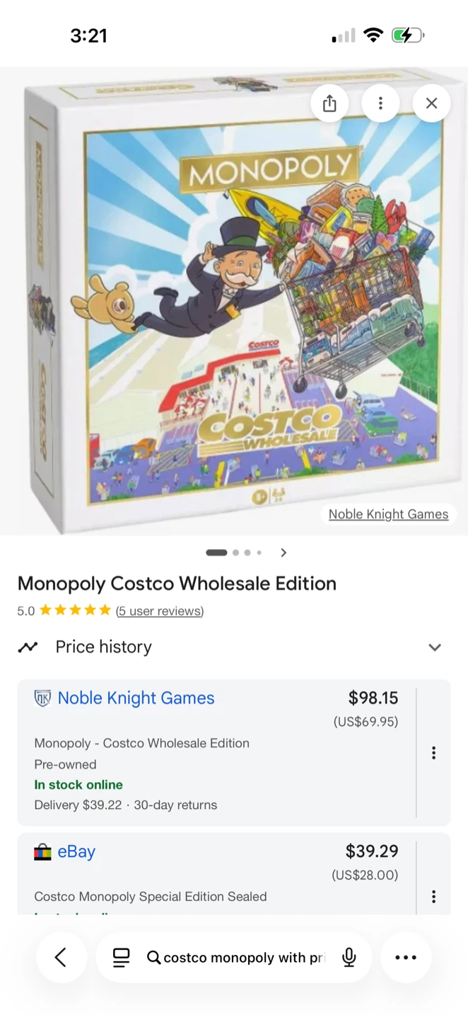Monopoly Costco Wholesale Edition Board Game