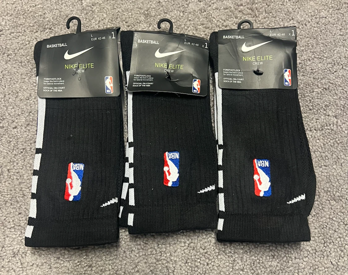3 Nike Elite NBA Drift Crew Socks - Men’s Large 8-12