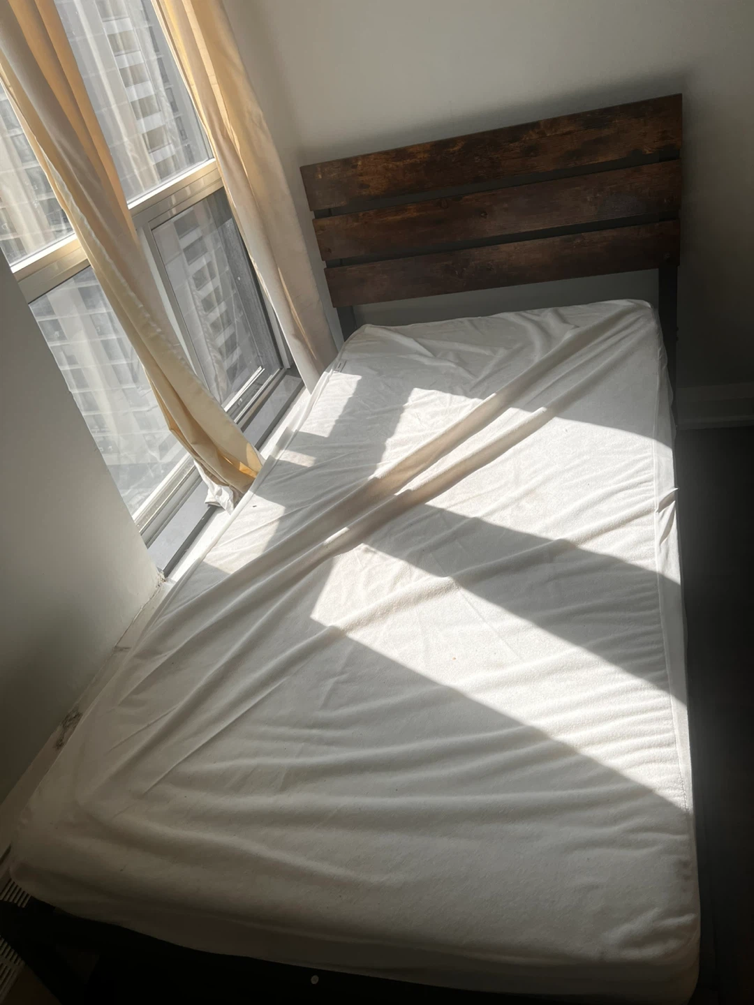 Twin Metal Bed Frame with Wooden Headboard - photo 2