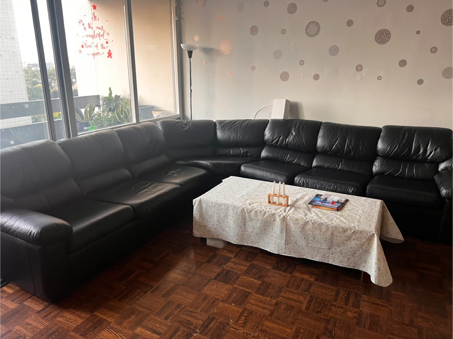 Black Leather Sectional Sofa