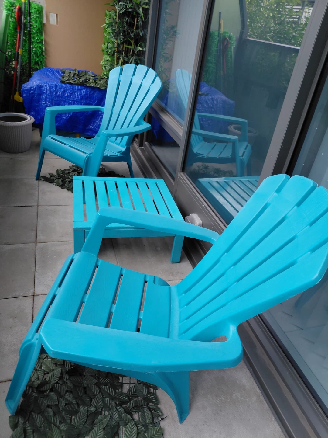 Turquoise Adirondack Chairs and Side Table Set - photo 2