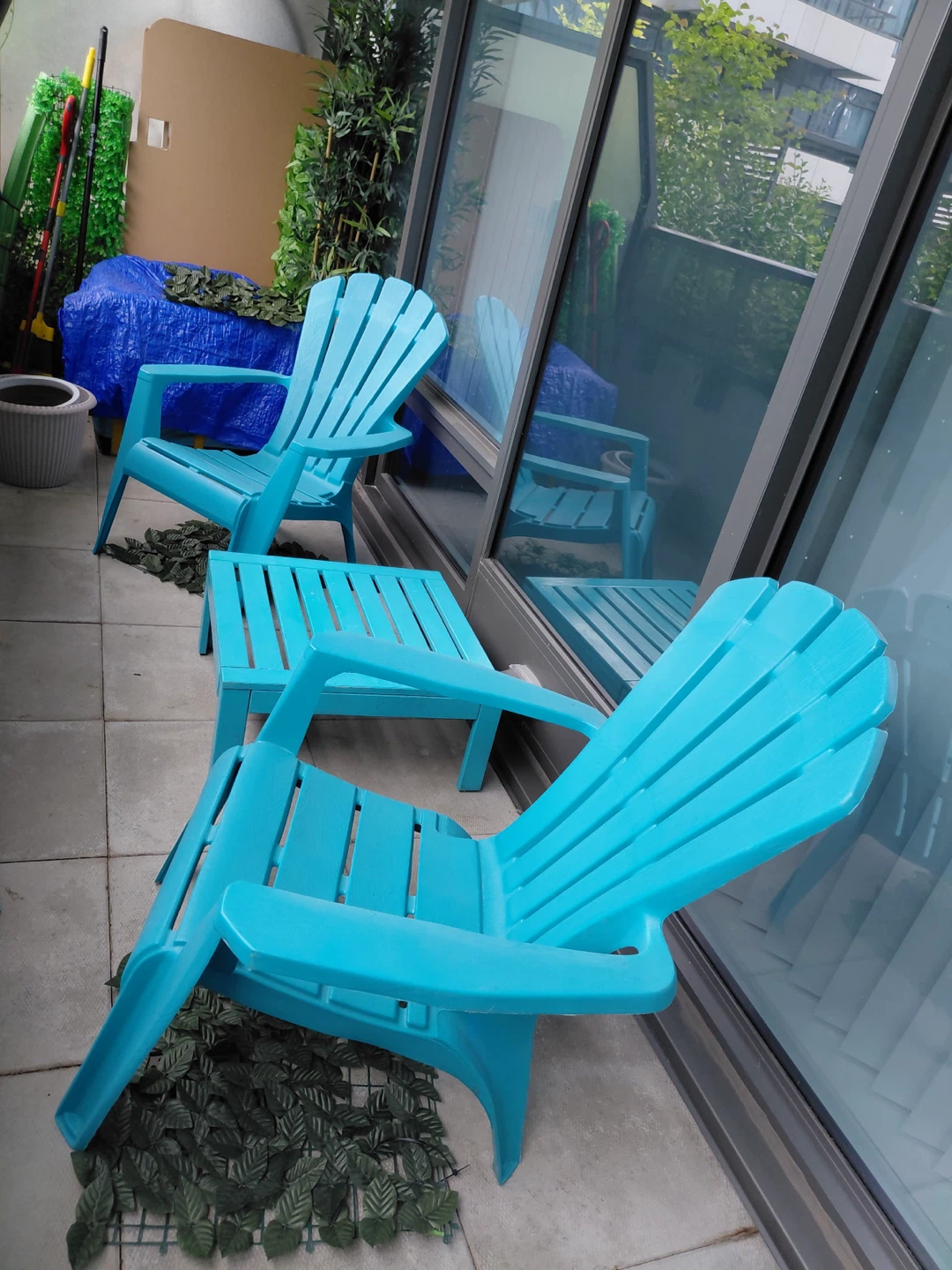 Turquoise Adirondack Chairs and Side Table Set - photo 3