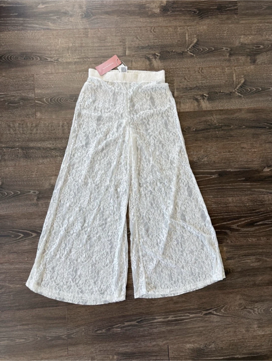 New White Lace Wide Leg Pants