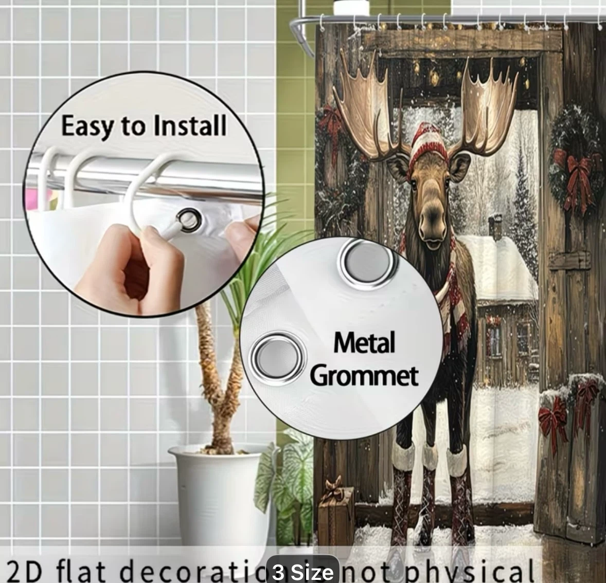 Rustic Christmas Moose Shower Curtain - photo 2