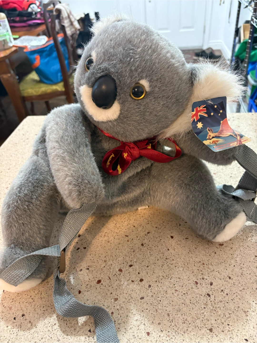 Plush Koala Backpack with Zippered Pouch