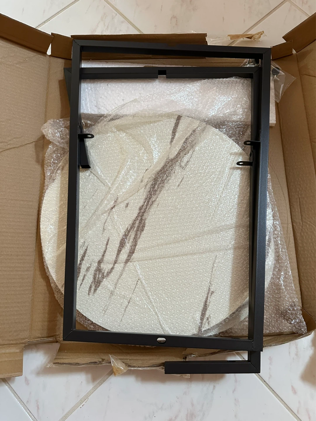 Two-Tier Faux Marble Side Table-Brand New - photo 2