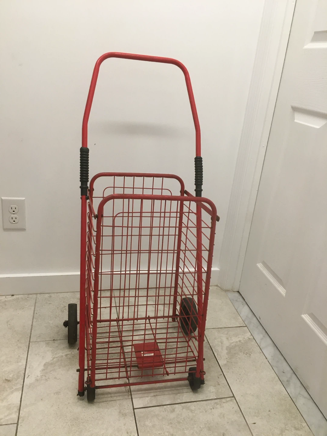 Red Metal Folding Shopping Cart - photo 2