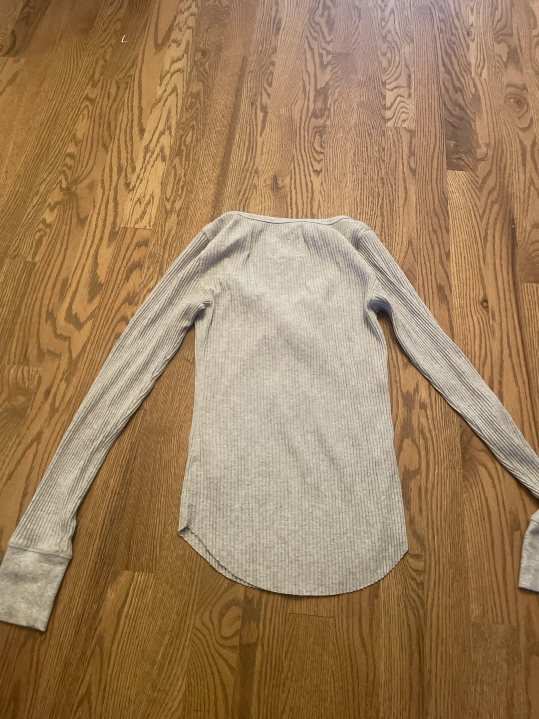 Grey Ribbed Henley Long Sleeve Top - photo 2