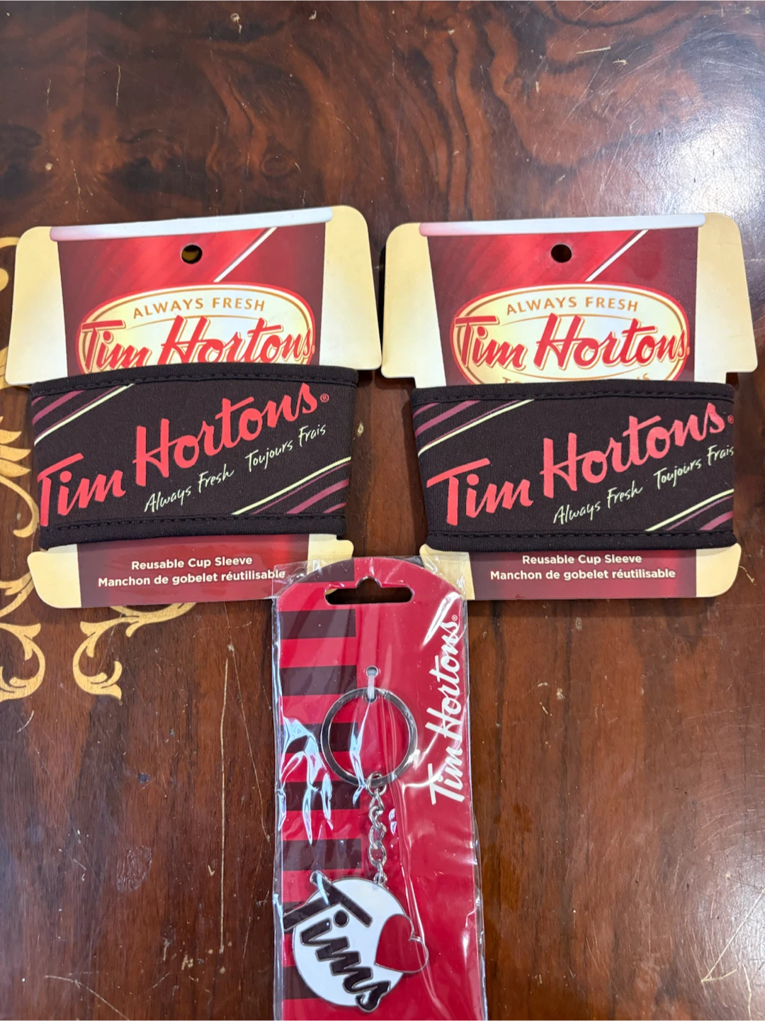 Tim Hortons Reusable Cup Sleeves and Keychain Set