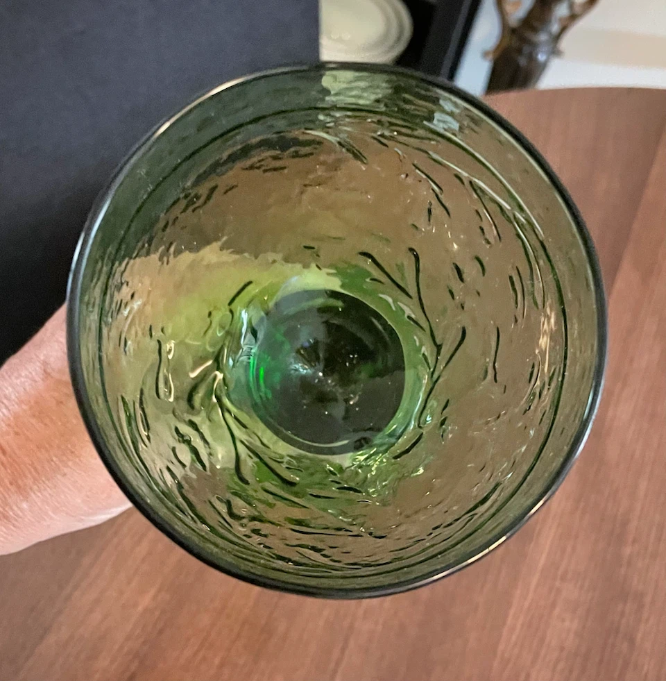 Vintage Green Embossed Goblet Glass - photo 4