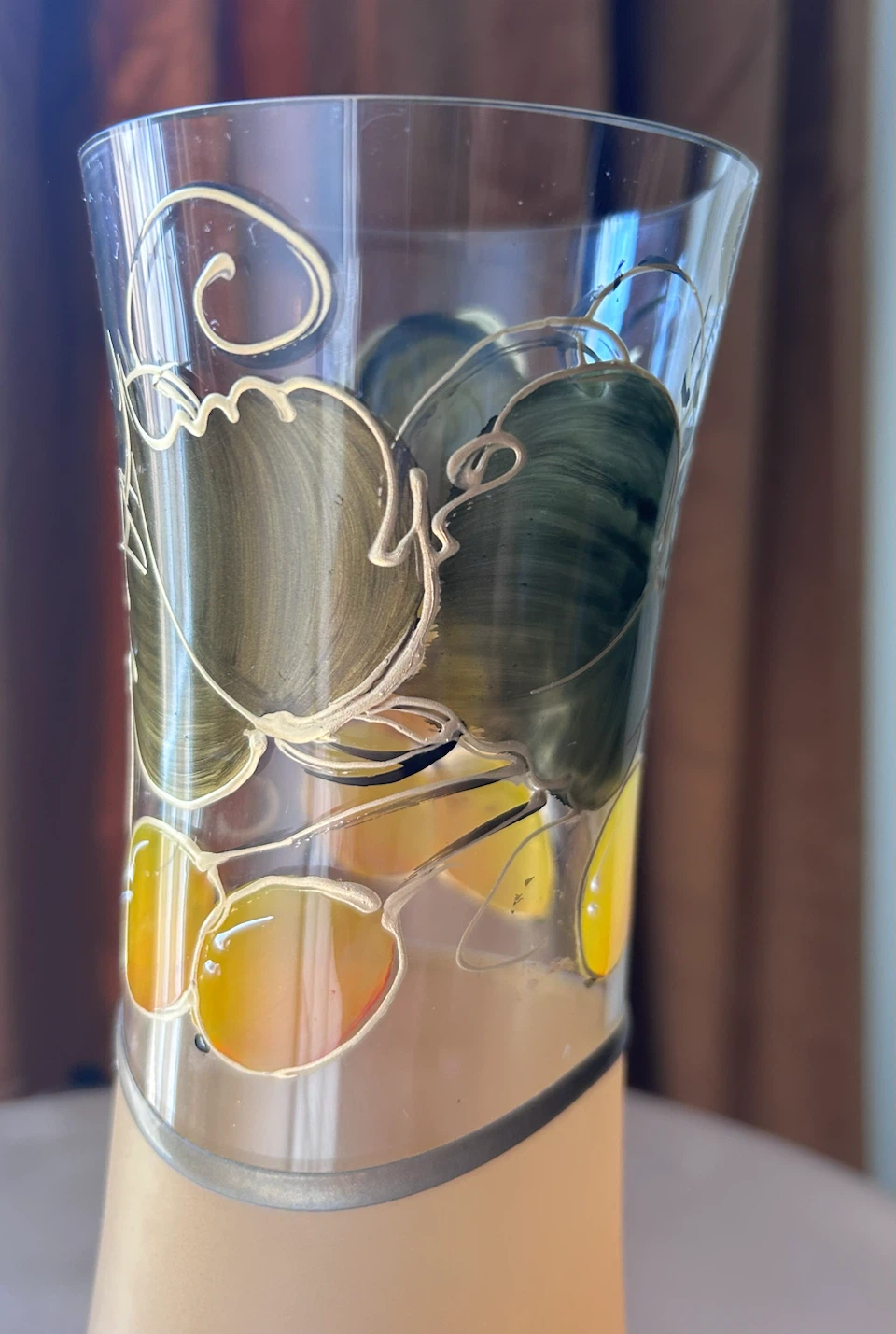 Vintage Hand-Painted Art Glass Vase - Apex Poland (Fruit Motif) - photo 5