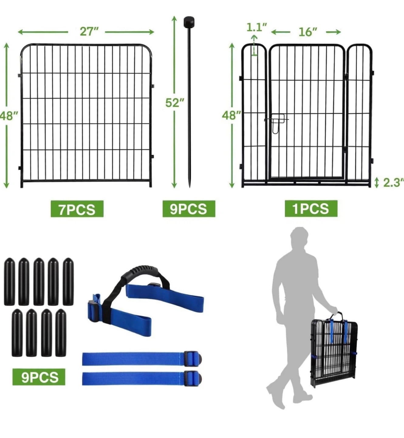 ADAVIN Tall Garden Fence with Gate - 8 Panels - BNIB - photo 3