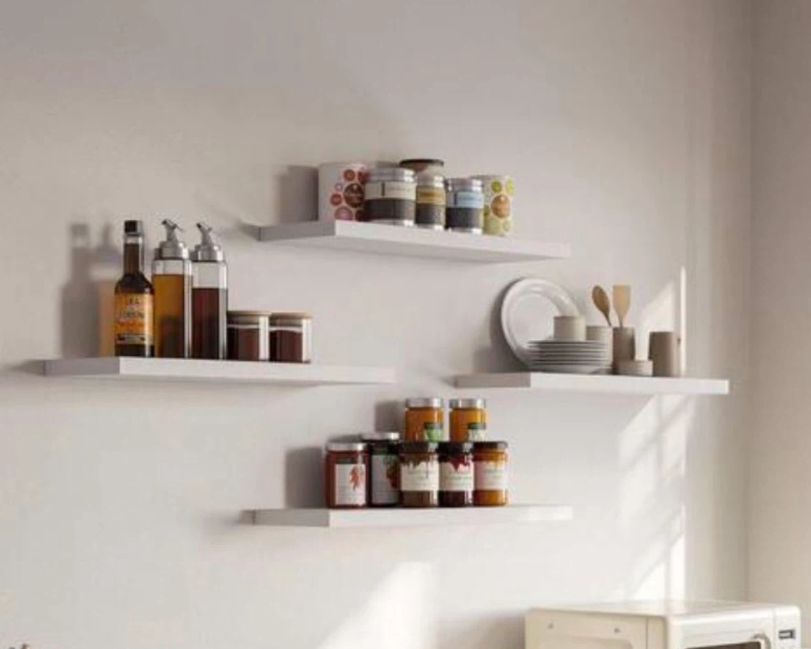 New 24" Set of 4 White Floating Shelves