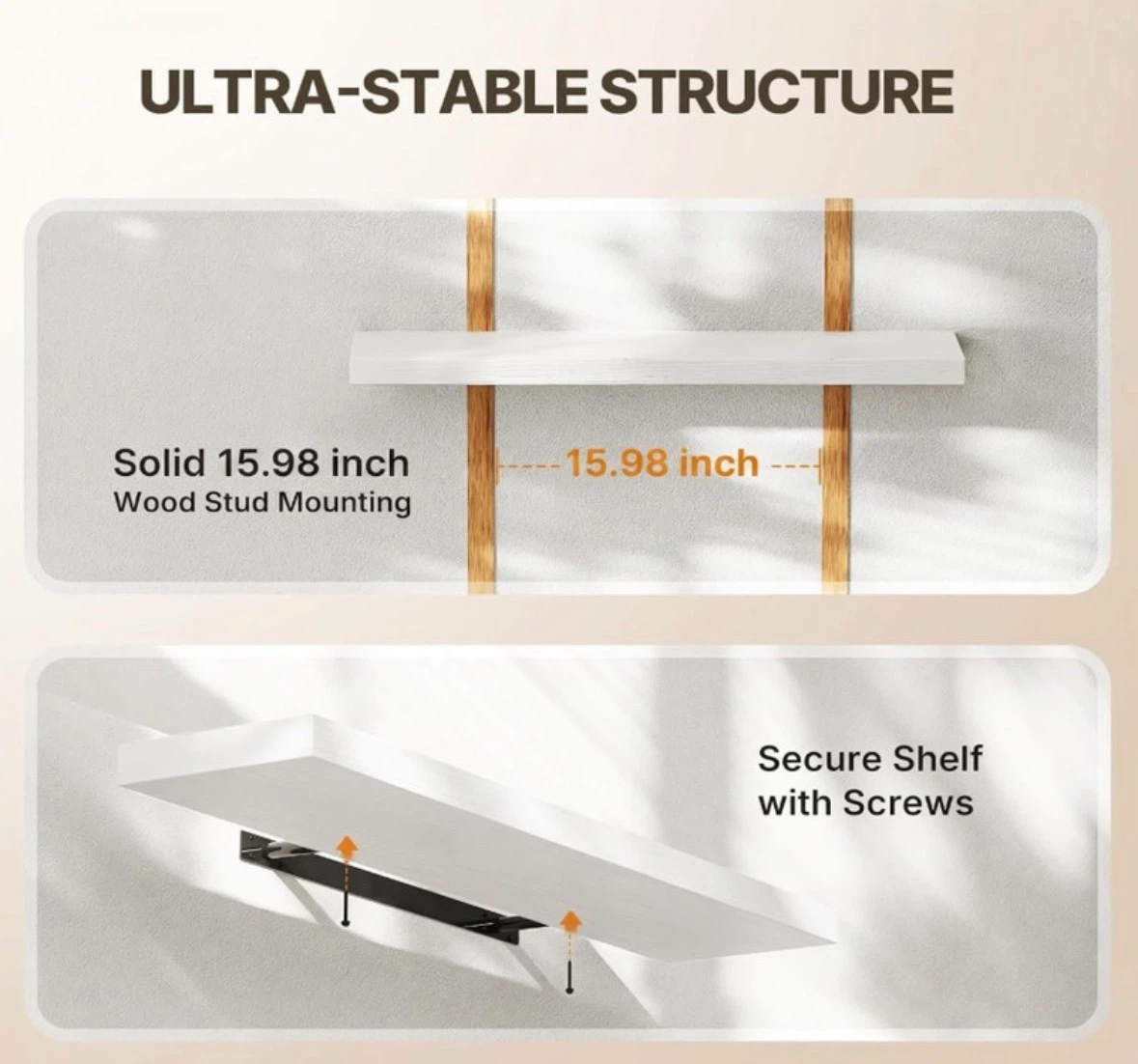 New 24" Set of 4 White Floating Shelves - photo 4