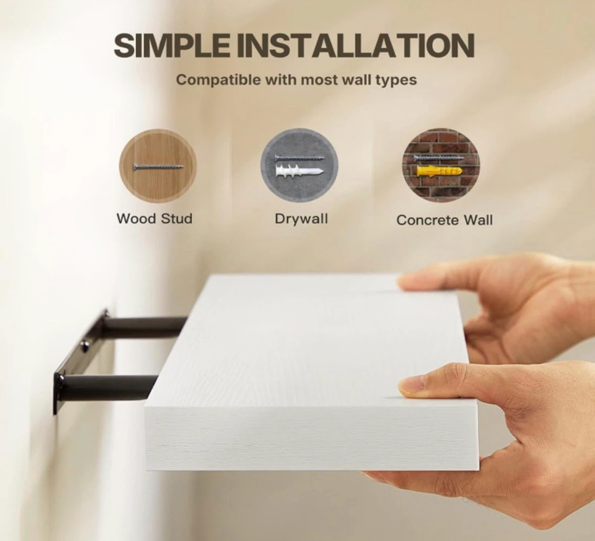 New 24" Set of 4 White Floating Shelves - photo 5