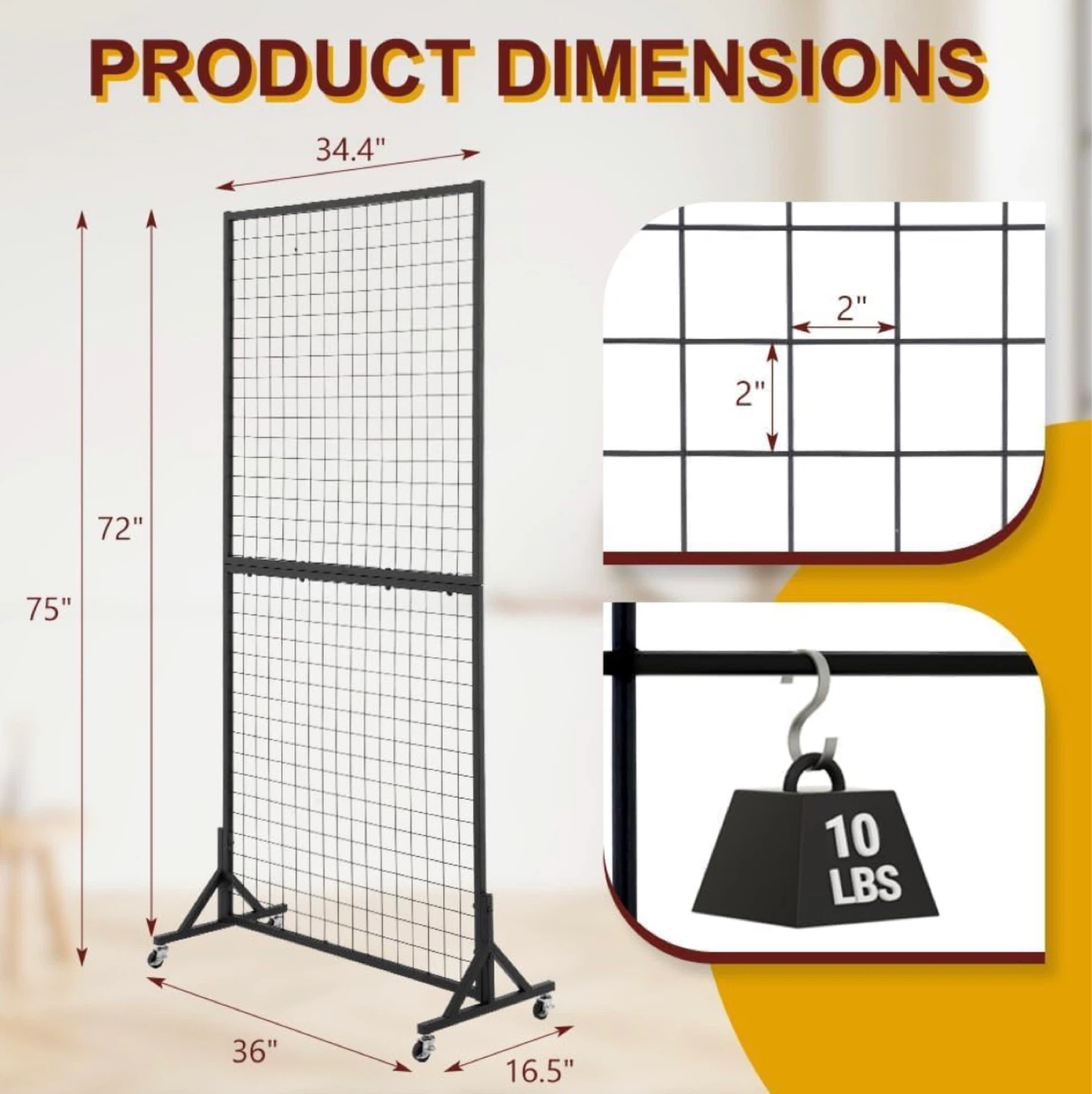 3' x 6' Grid Wall Panel Standing Wire - photo 3