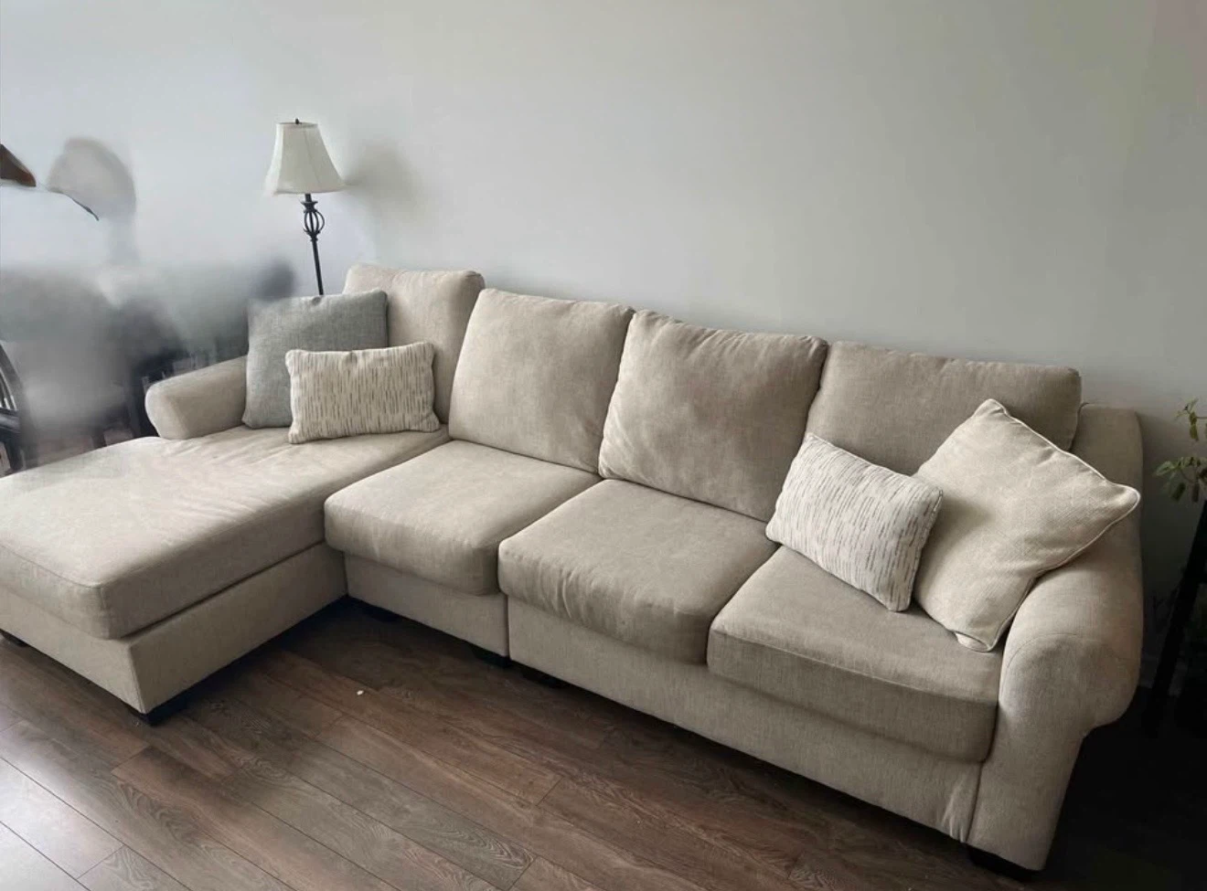Modern Beige Sectional Sofa with Left-Facing Chais