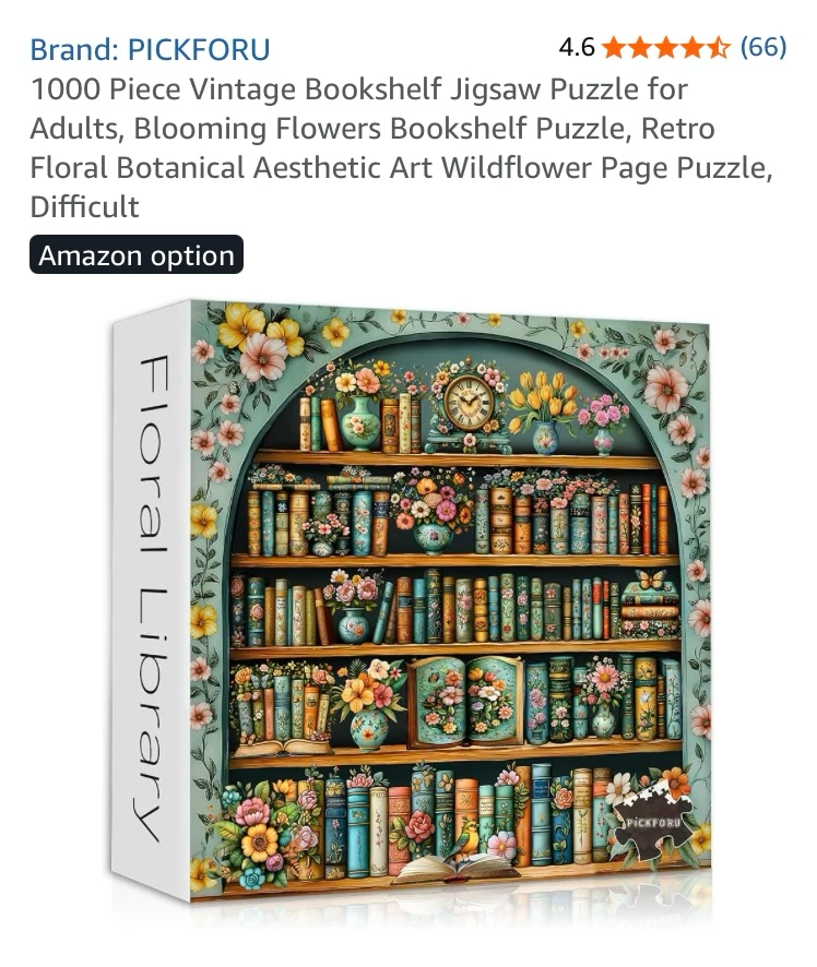 PICKFORU 1000 Piece Vintage Bookshelf Jigsaw Puzzle - photo 4