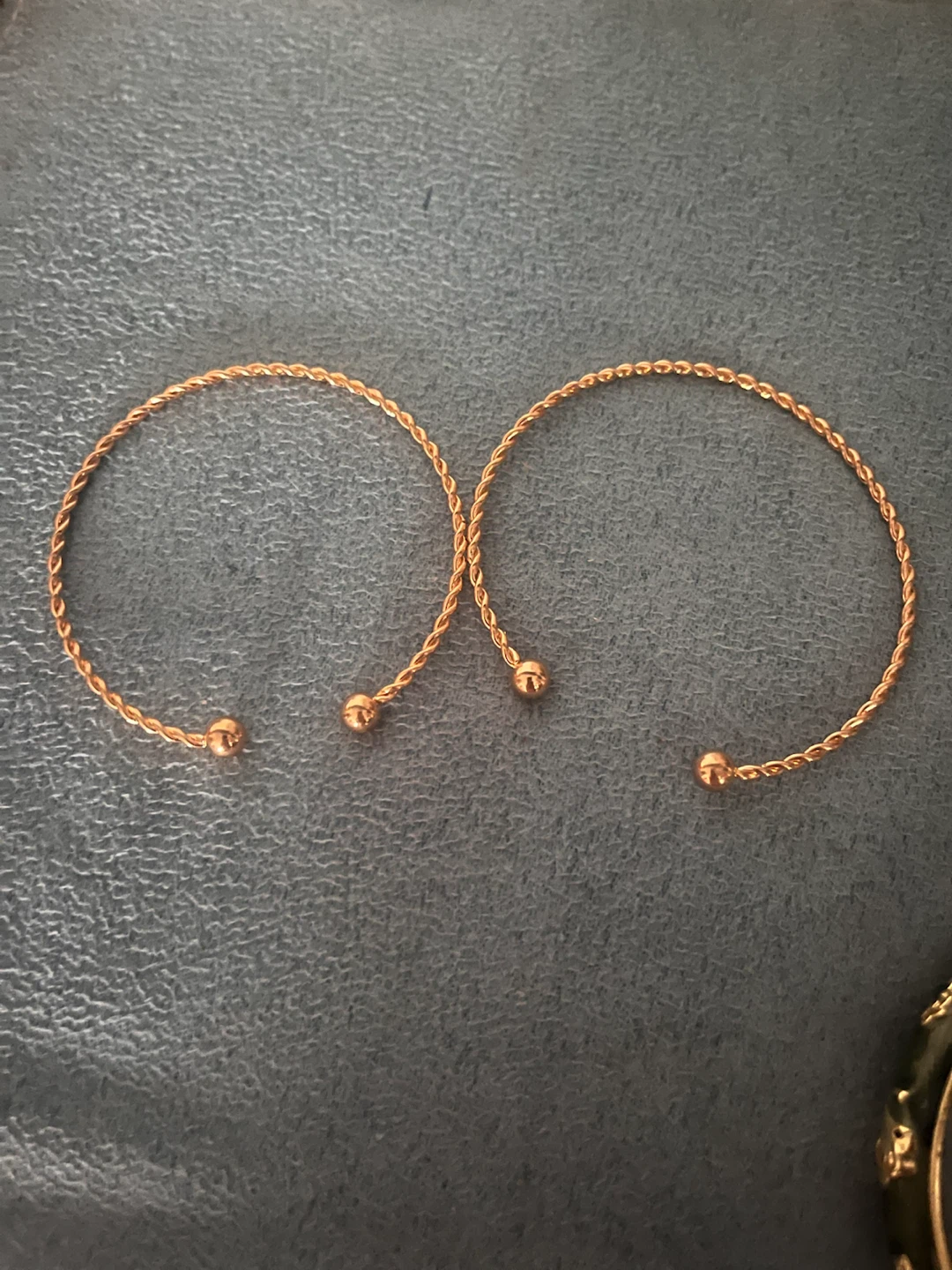 Gold Twisted Chain Bracelets with Ball Ends (Set of 2)