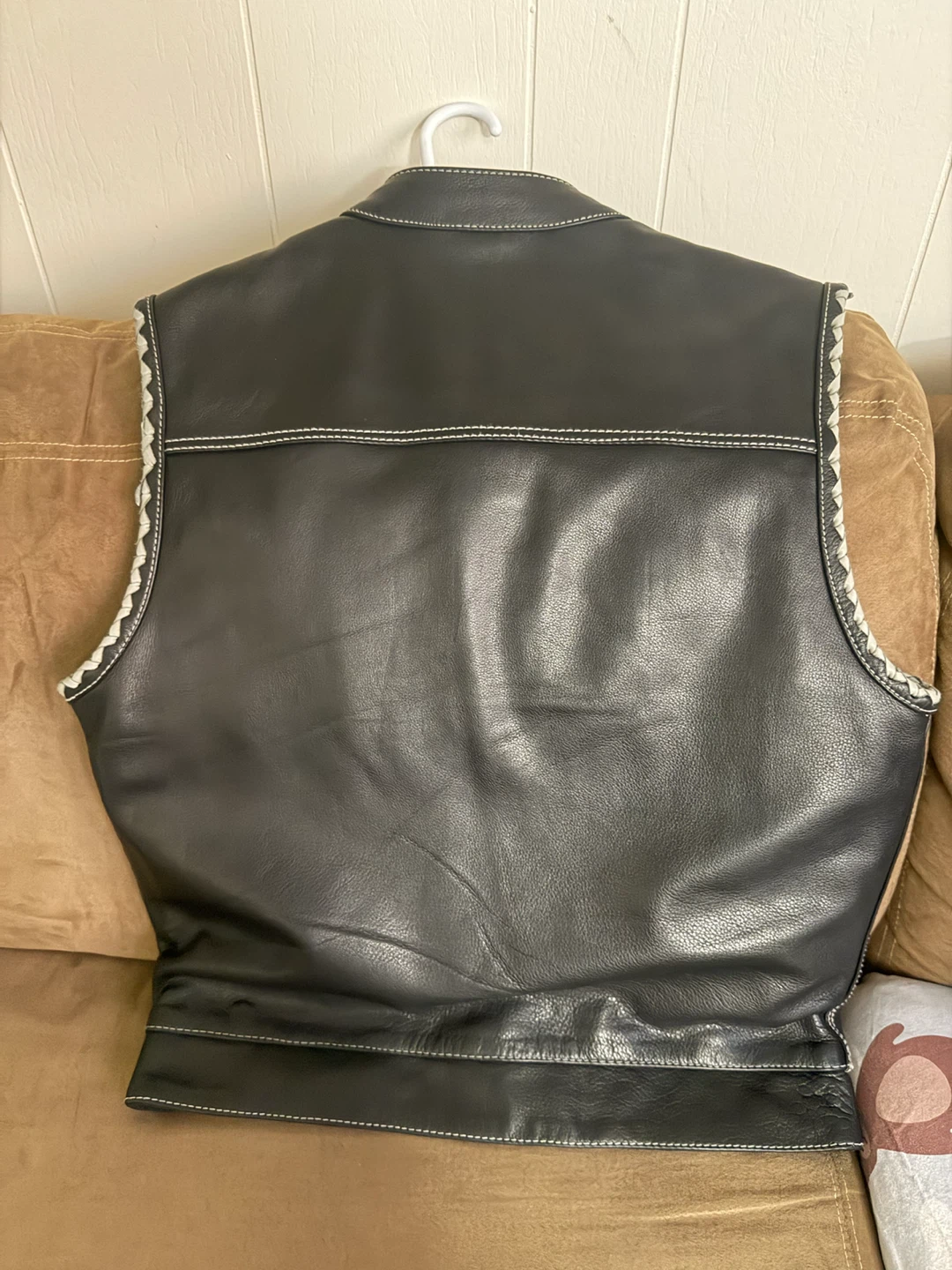 Men's Black Leather Vest Large - photo 2