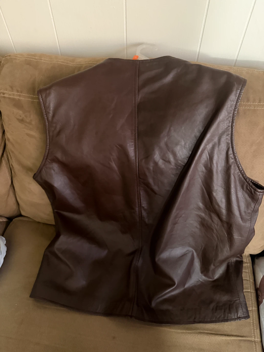 Men's Brown Leather Vest XL - photo 2