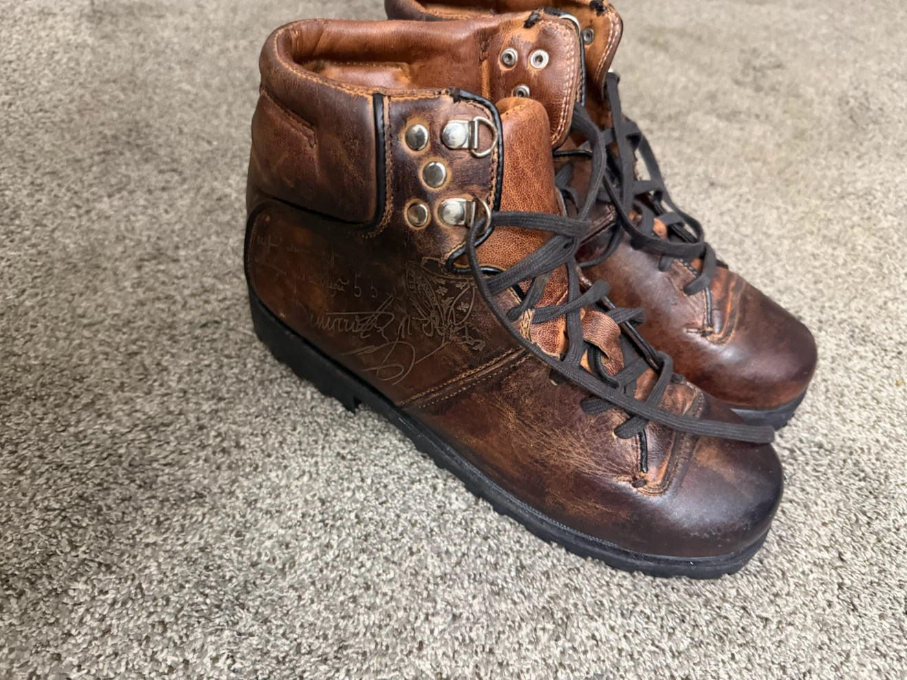 Brown Leather Hiking or Bike boots 10