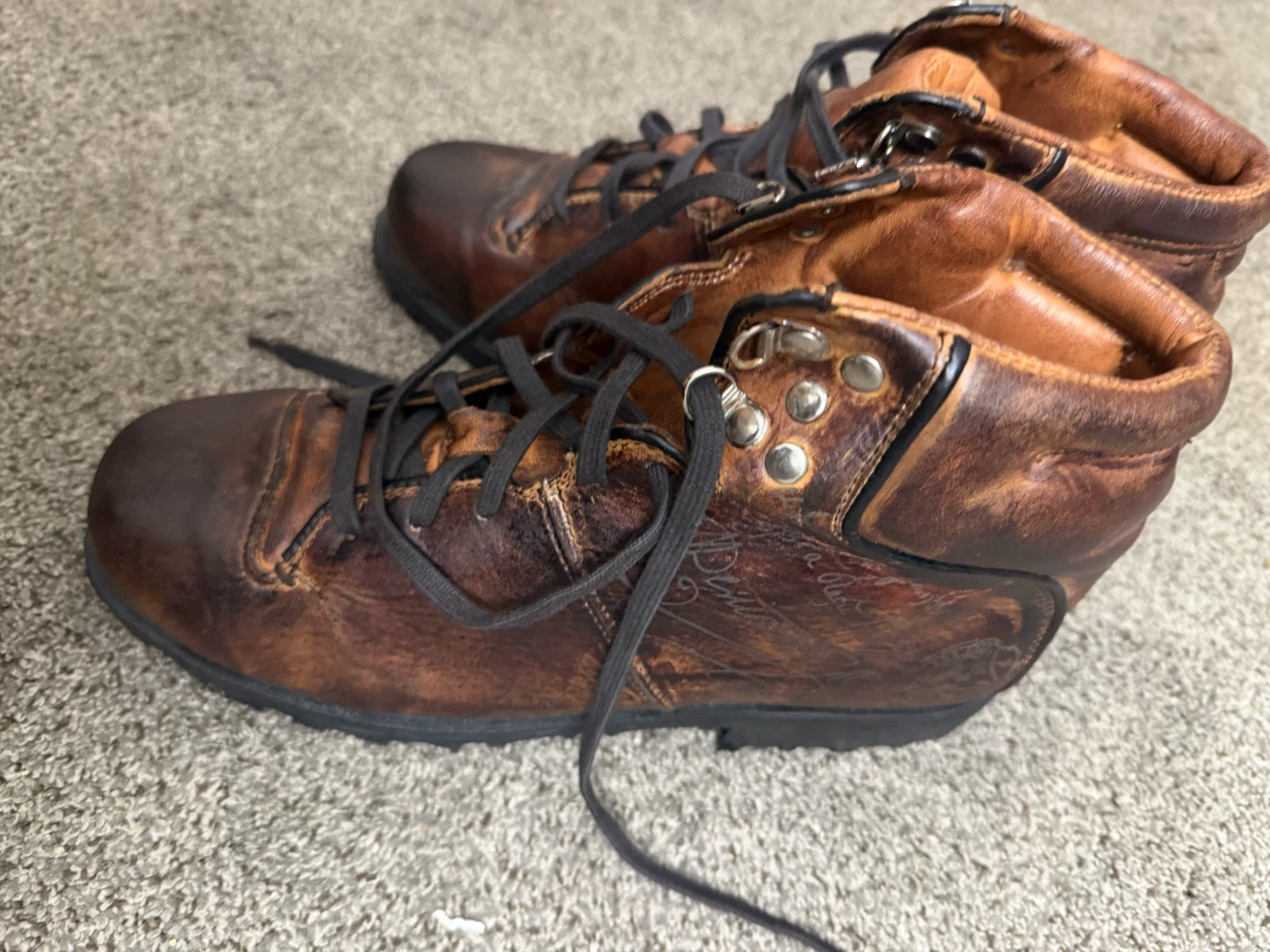 Brown Leather Hiking or Bike boots 10 - photo 2