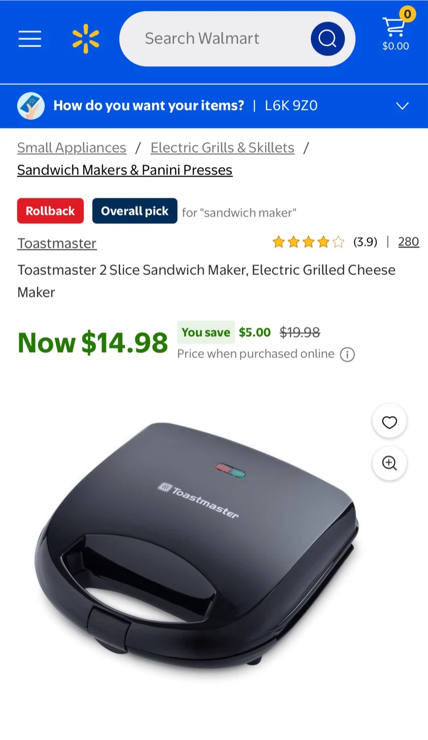 Toastmaster 2 Slice Sandwich Maker - photo 3