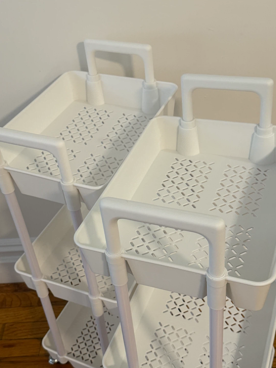 White 3-Tier Rolling Storage Cart - photo 2