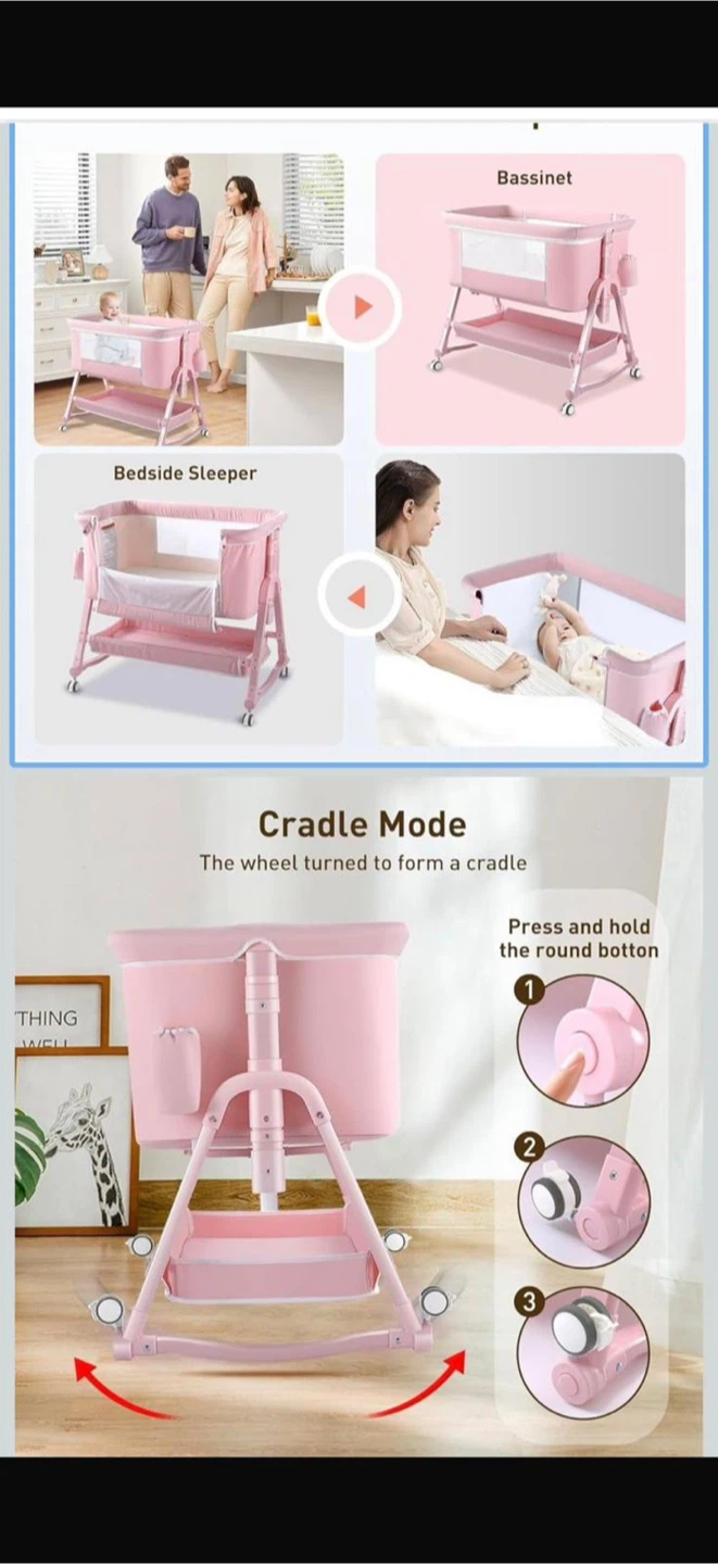 Pink Bassinet Bedside Sleeper