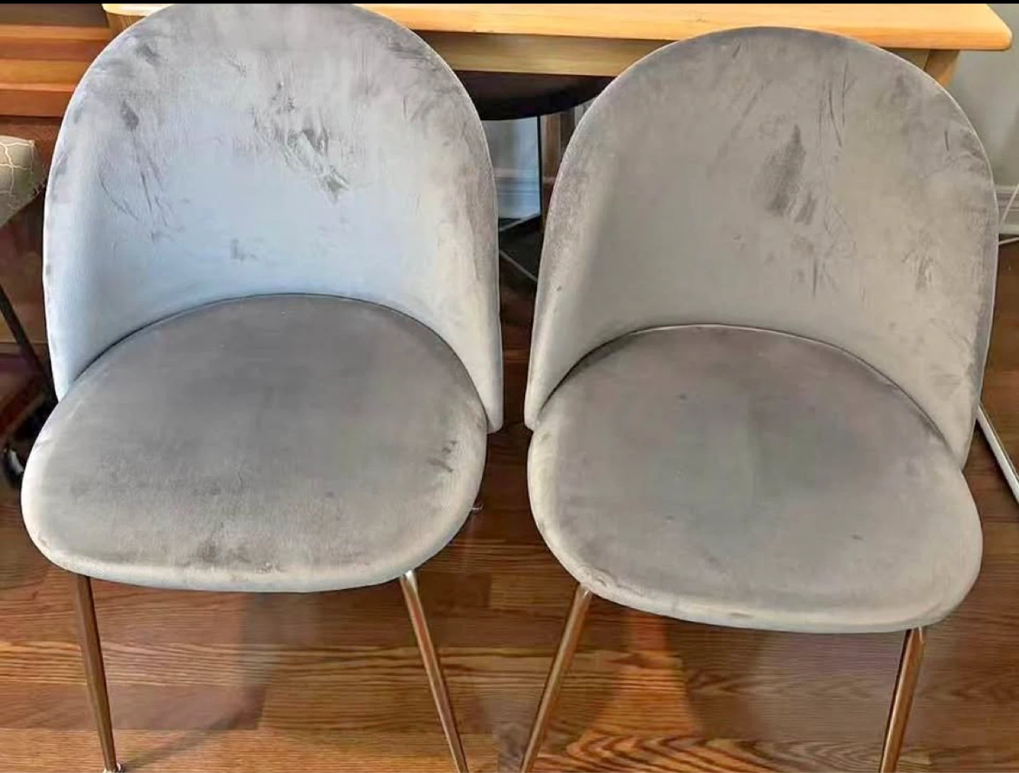Set of 6 Grey Velvet Dining Chairs