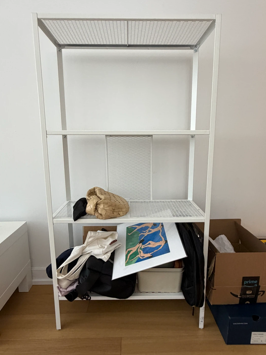 White Metal Shelf Unit