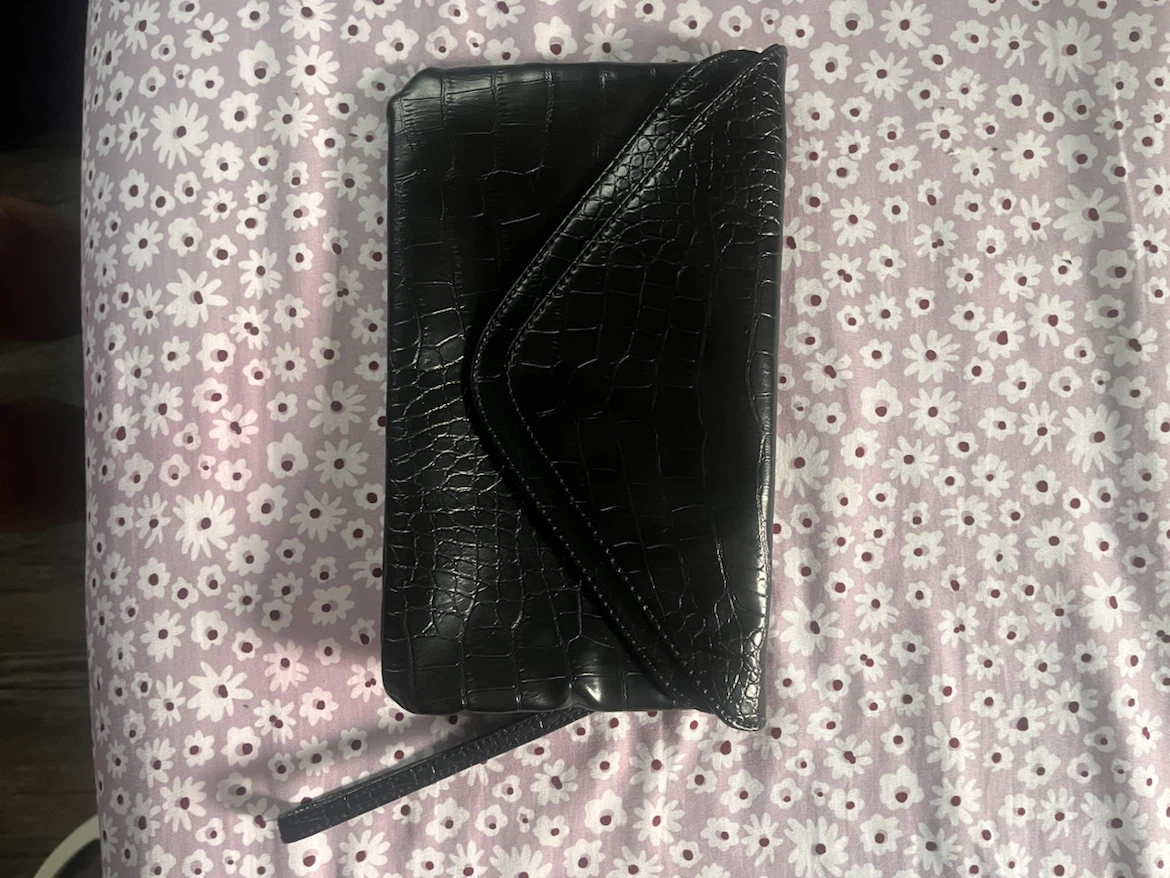 Black Croc Embossed Clutch Wristlet