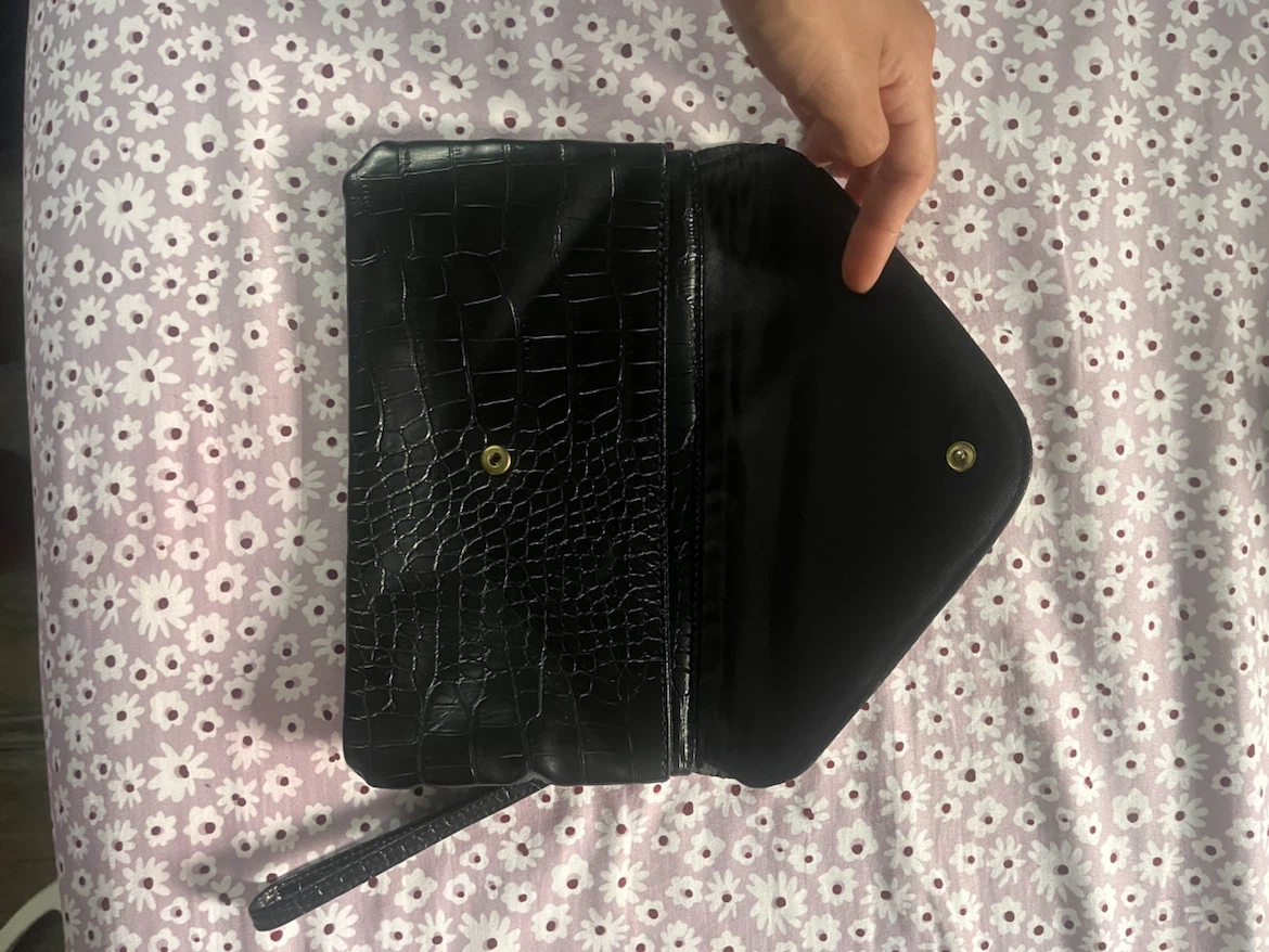 Black Croc Embossed Clutch Wristlet - photo 2