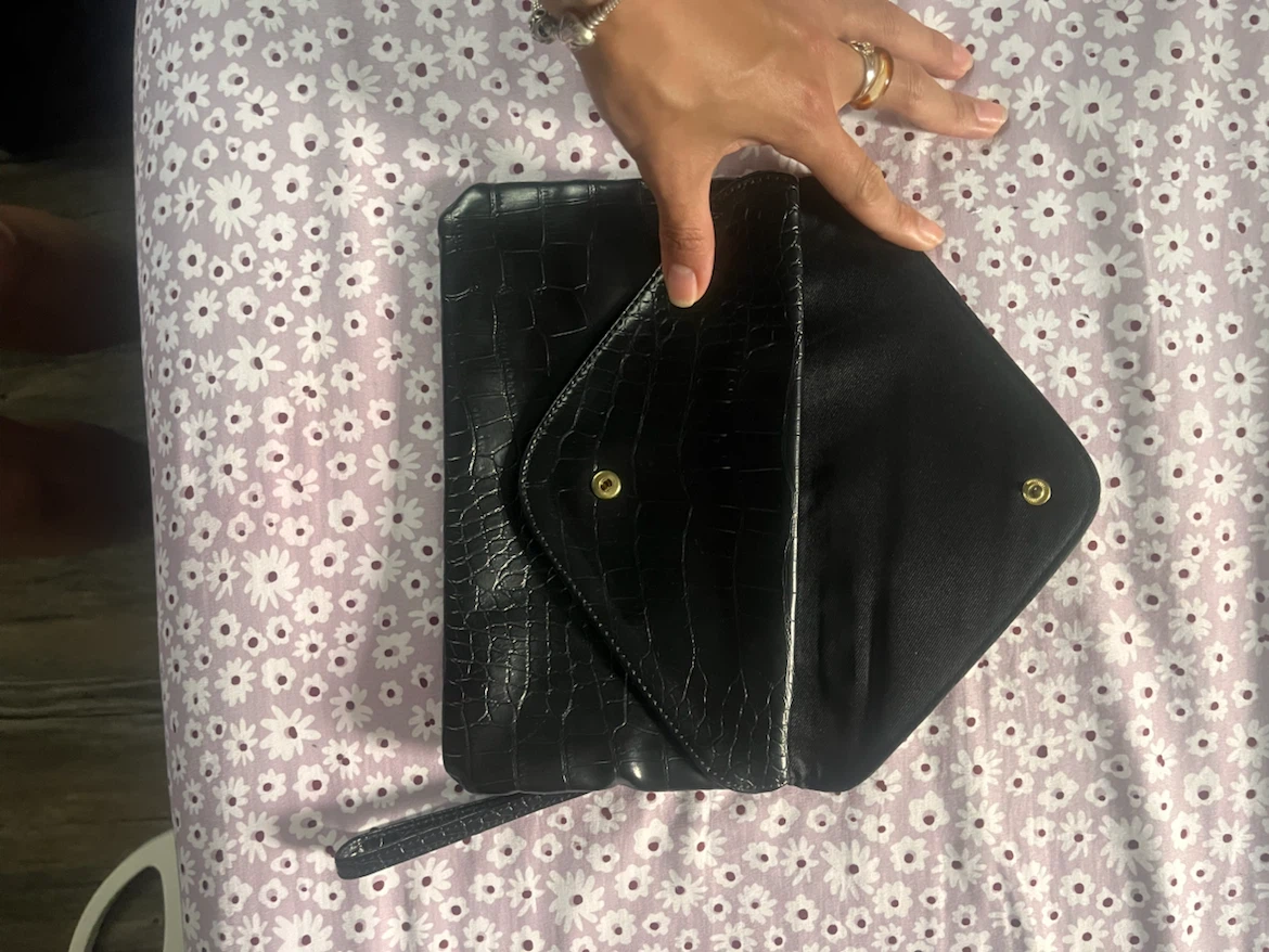 Black Croc Embossed Clutch Wristlet - photo 3