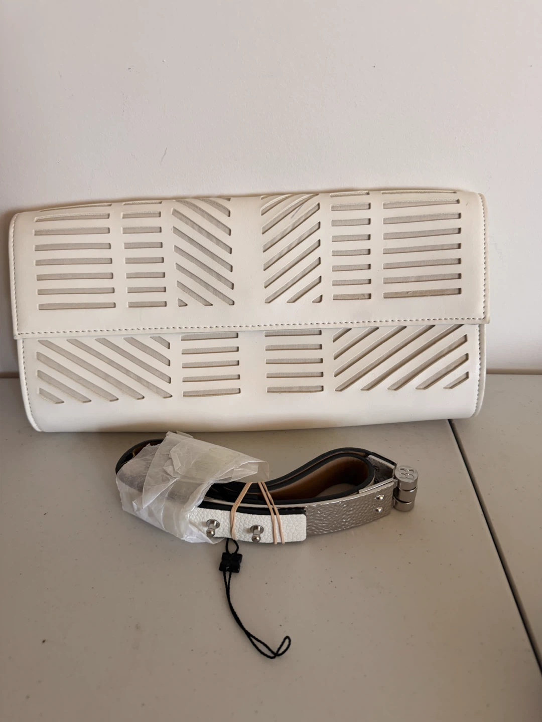 White Clutch with Detachable Strap