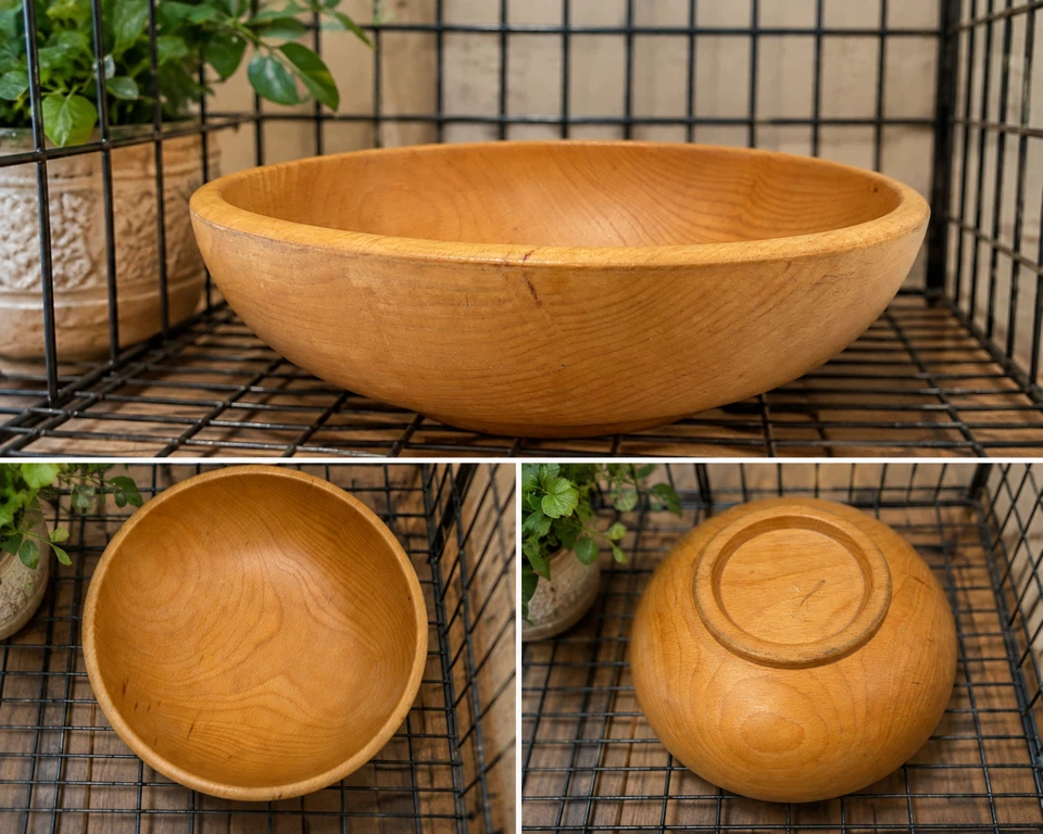 Vintage Wooden Bowl 10”