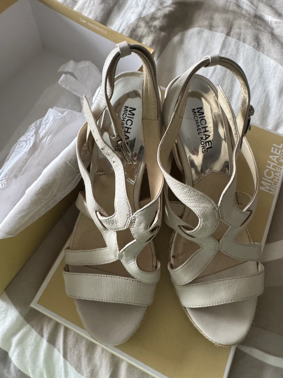 Michael Kors White Leather Wedge Sandals - photo 2