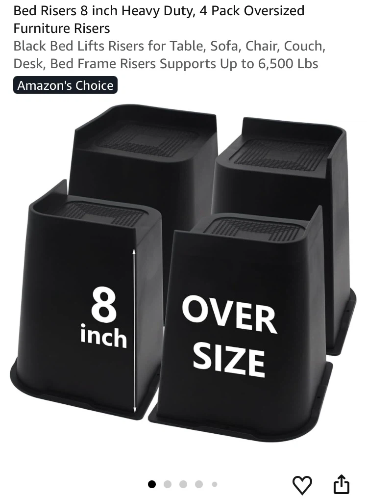 4 Pack Heavy Duty 8 Inch Black Furniture Risers - photo 2