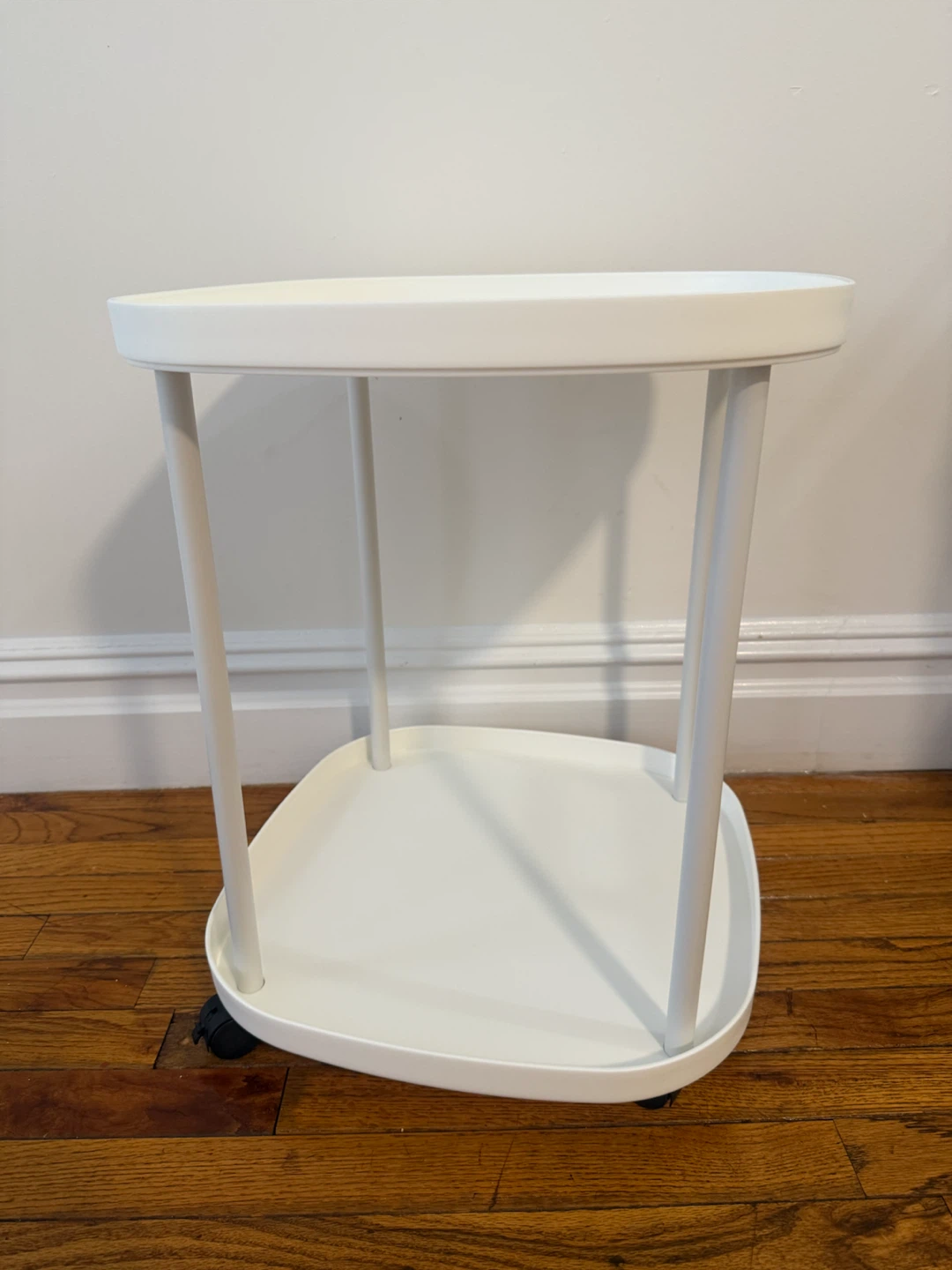 White Two-Tier Rolling Cart