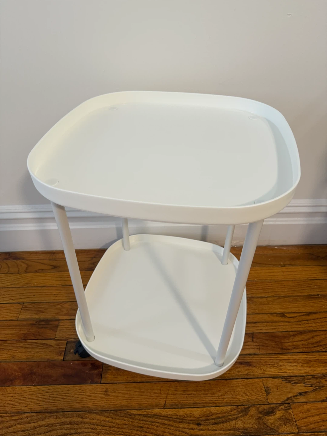 White Two-Tier Rolling Cart - photo 2