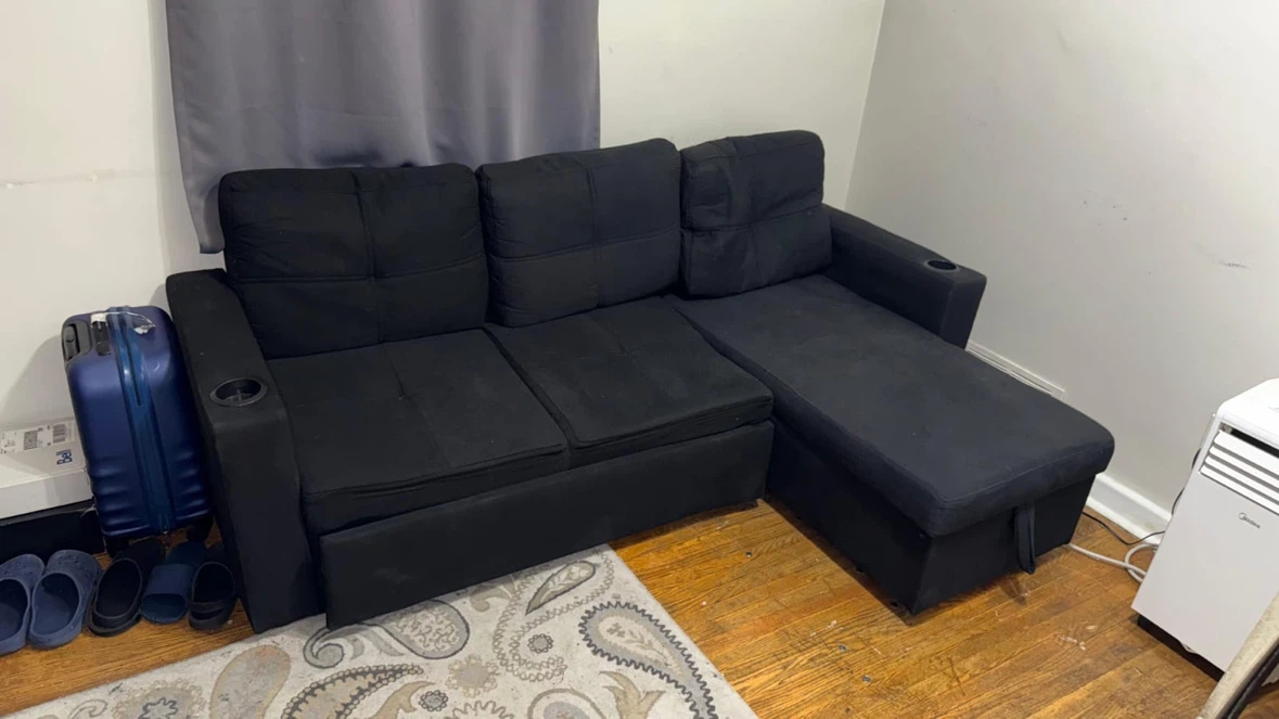 Black Sectional Sofa Couch with Chaise