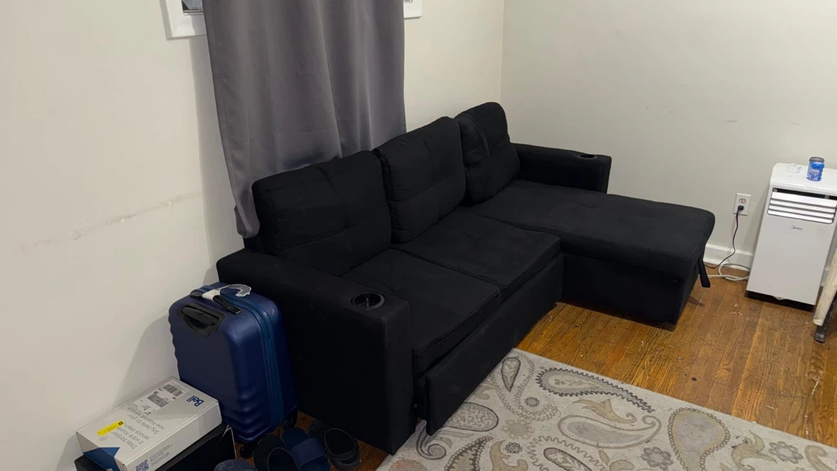 Black Sectional Sofa Couch with Chaise - photo 3