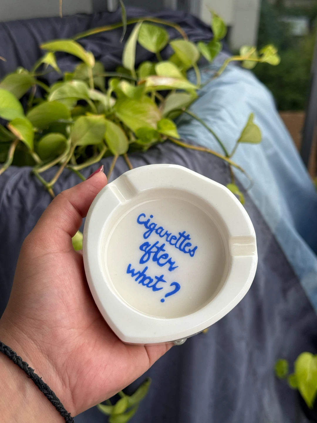 Collectable’s Ashtray with "cigarettes after what?" text